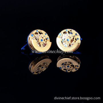 18K Gold Plated Movement Cufflinks , 316L Stainless Steel Watch Movement Cufflinks WM-853